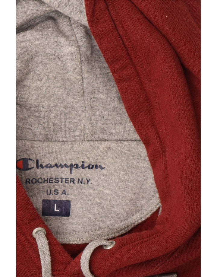 CHAMPION Mens Graphic Hoodie Jumper Large Burgundy Vintage Champion and Second-Hand Champion from Messina Hembry 