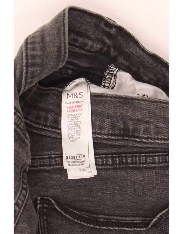 Marks & Spencer Mens Jeans Slim W32 L31 Algodão Preto