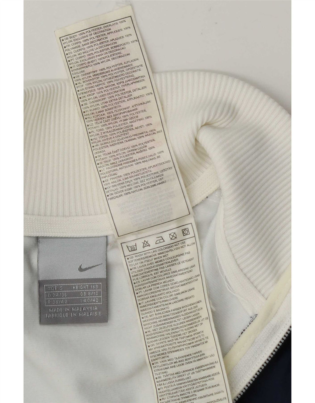 Jaqueta Nike feminina com agasalho gráfico UK 8/10 pequeno bloco colorido branco