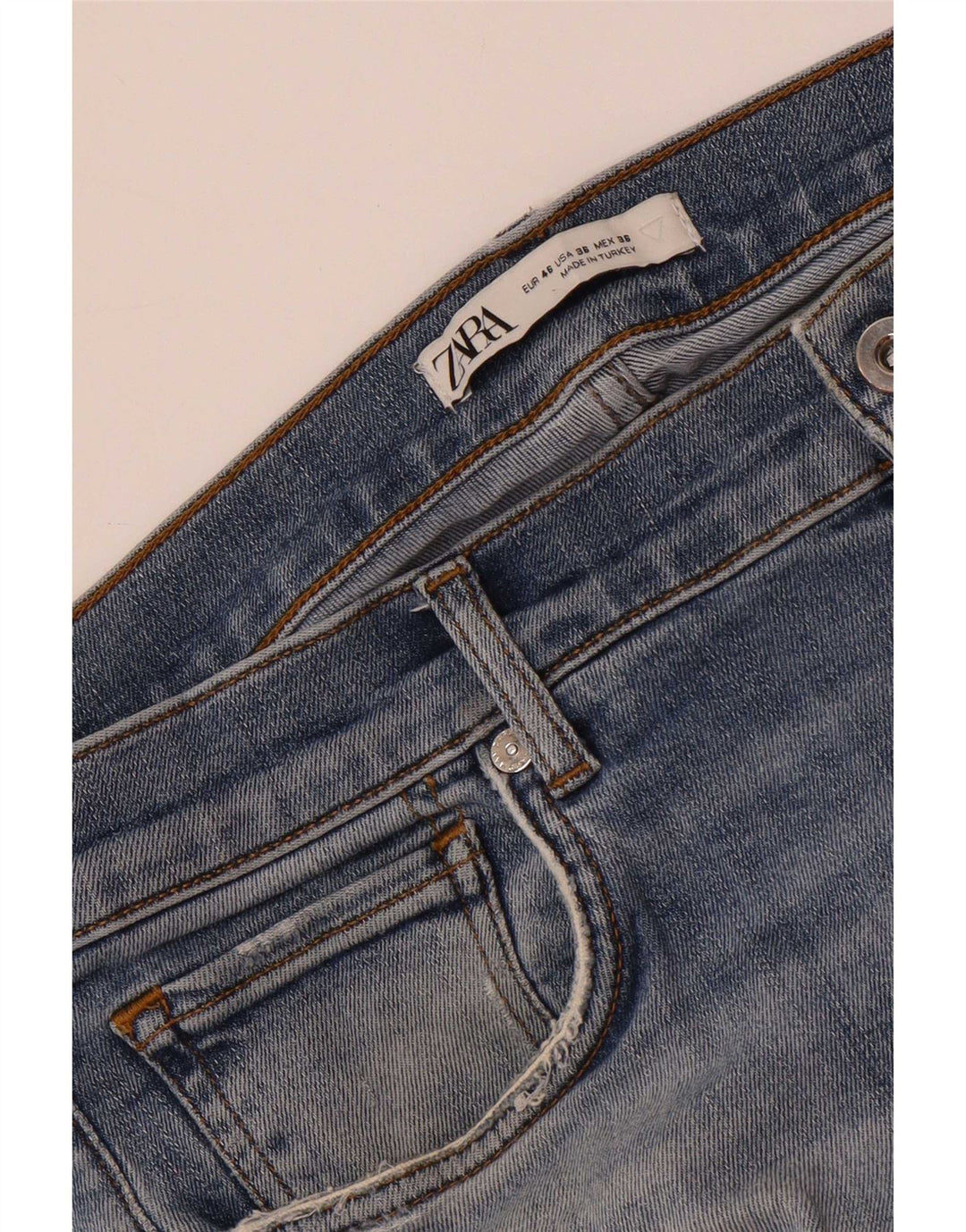 Zara Mens Jeans Slim Distressed EU 46 XL W36 L33 Azul