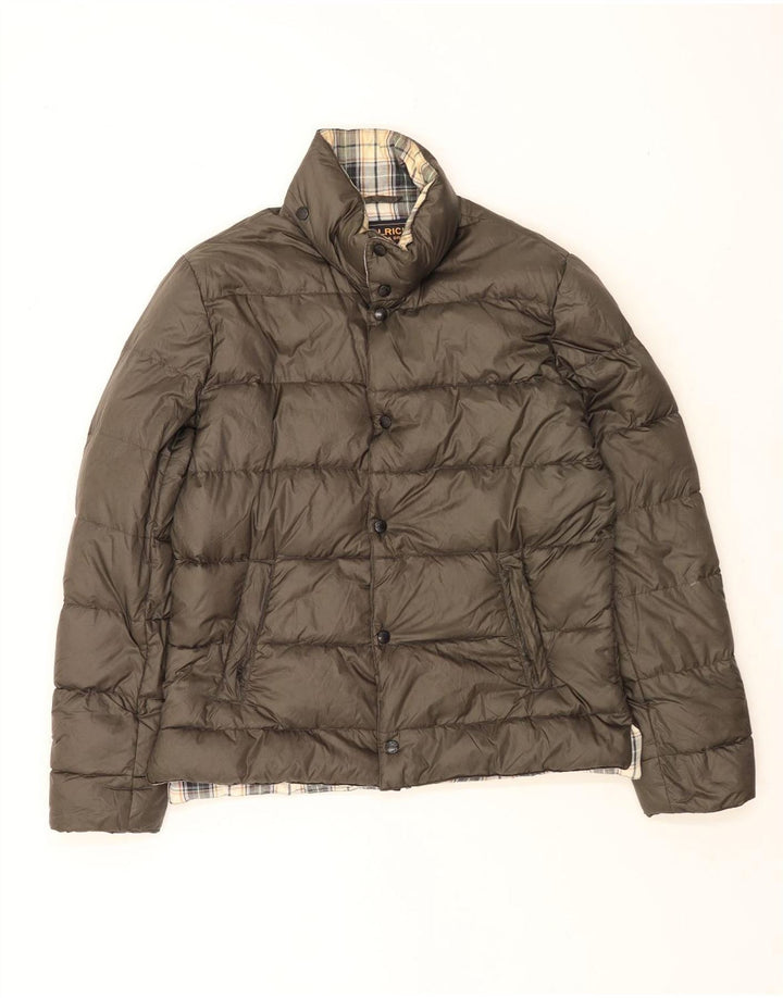 Jaqueta acolchoada masculina Woolrich Reino Unido 40 grande cáqui nylon clássico