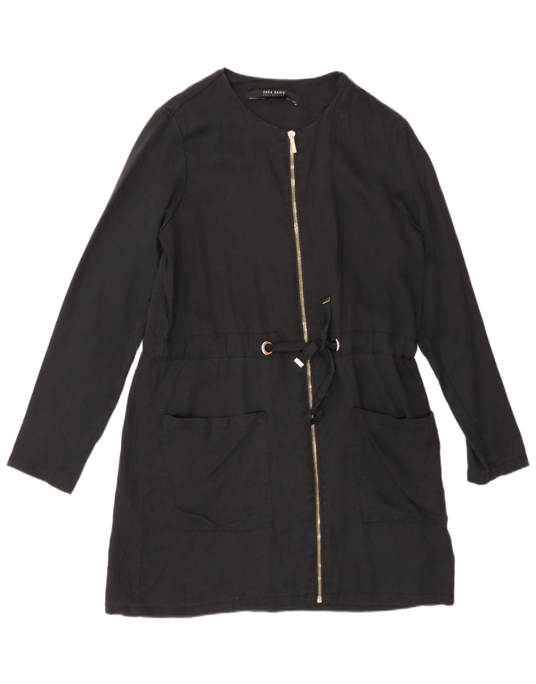 Zara Jaqueta Blazer Feminina Com Zíper Completo Reino Unido 6 XS Preto Lyocell