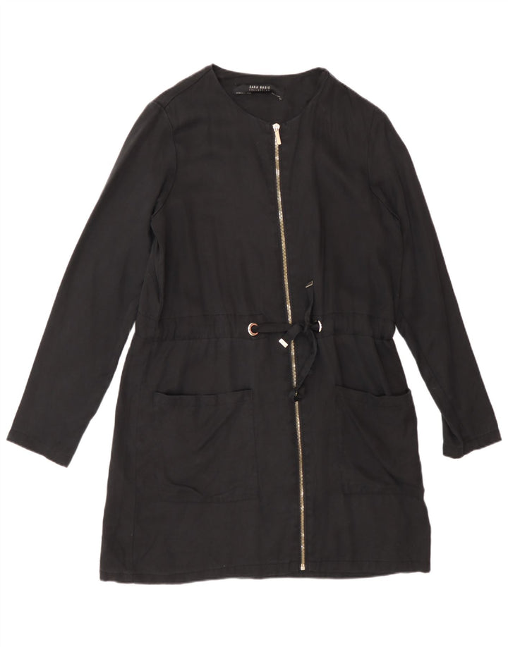 Zara Jaqueta Blazer Feminina Com Zíper Completo Reino Unido 6 XS Preto Lyocell