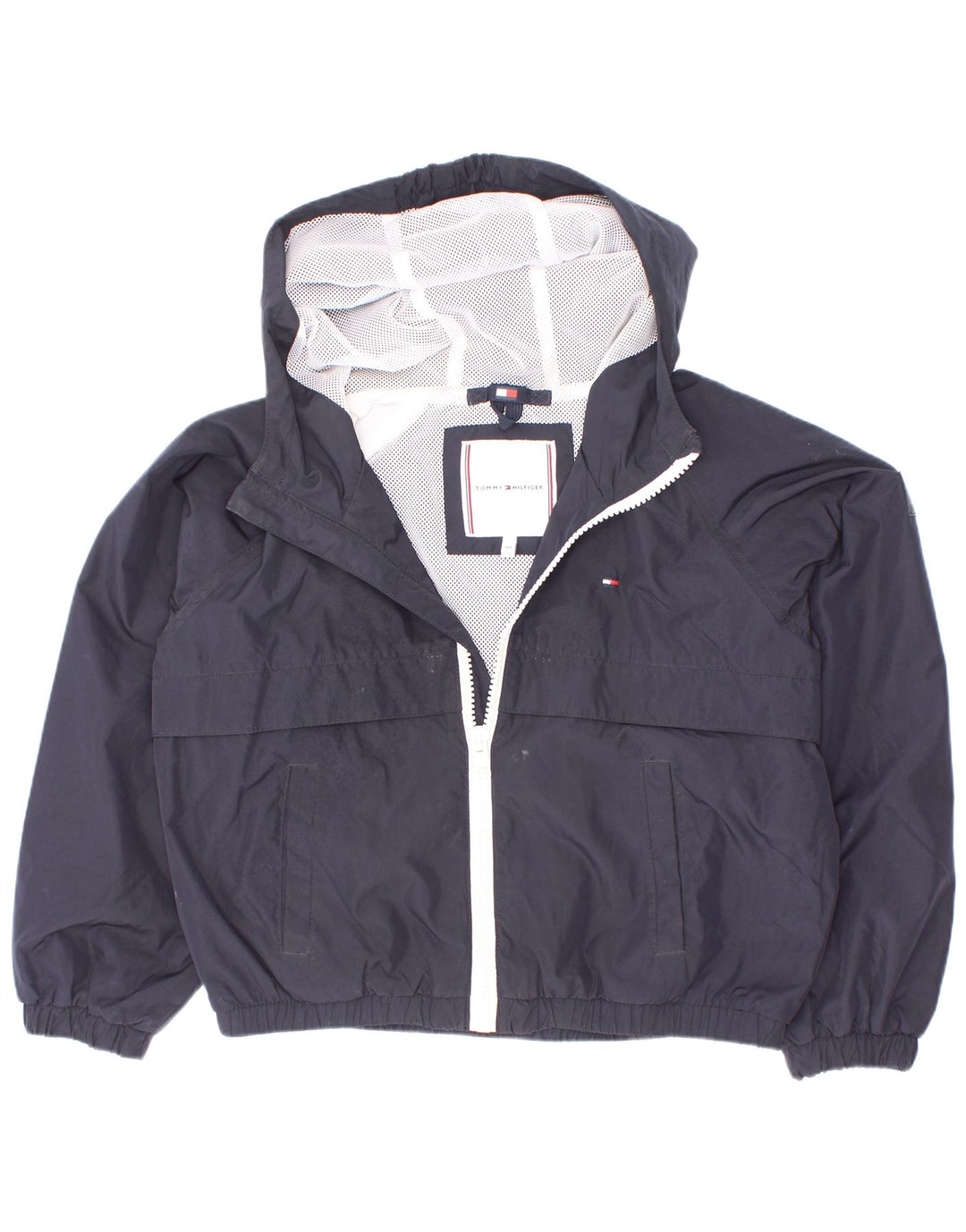 Jaqueta de chuva com capuz gráfico Tommy Hilfiger Boys 5-6 anos azul marinho