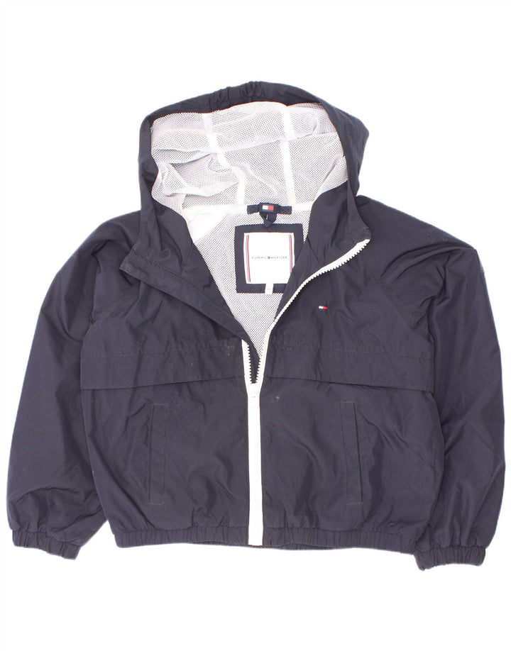 Jaqueta de chuva com capuz gráfico Tommy Hilfiger Boys 5-6 anos azul marinho