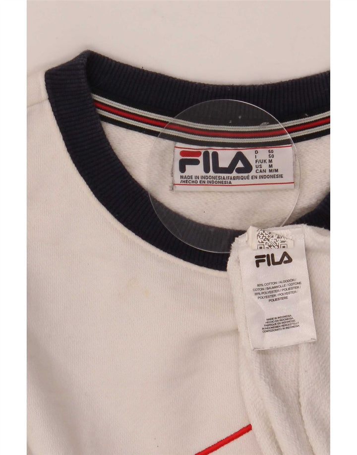 Fila moletom gráfico masculino jumper médio branco colorblock algodão