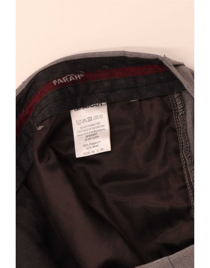 Calça masculina Farah de terno reto W36 L33 poliéster cinza
