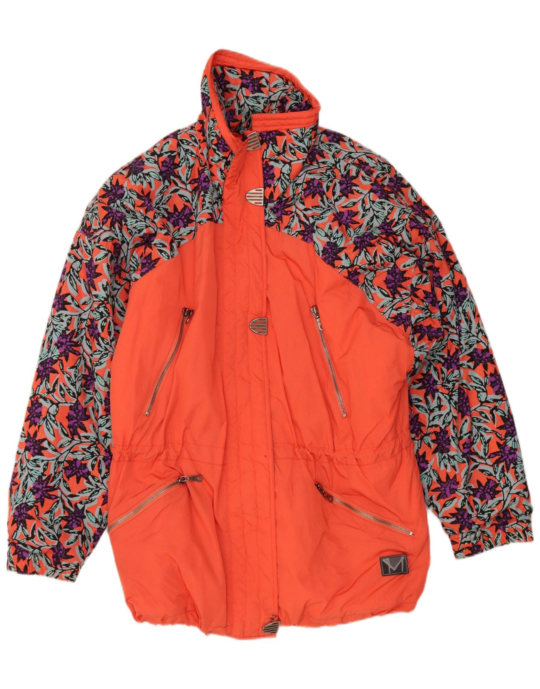 Jaqueta de esqui grande feminina Maier UK 10 poliamida floral laranja pequena