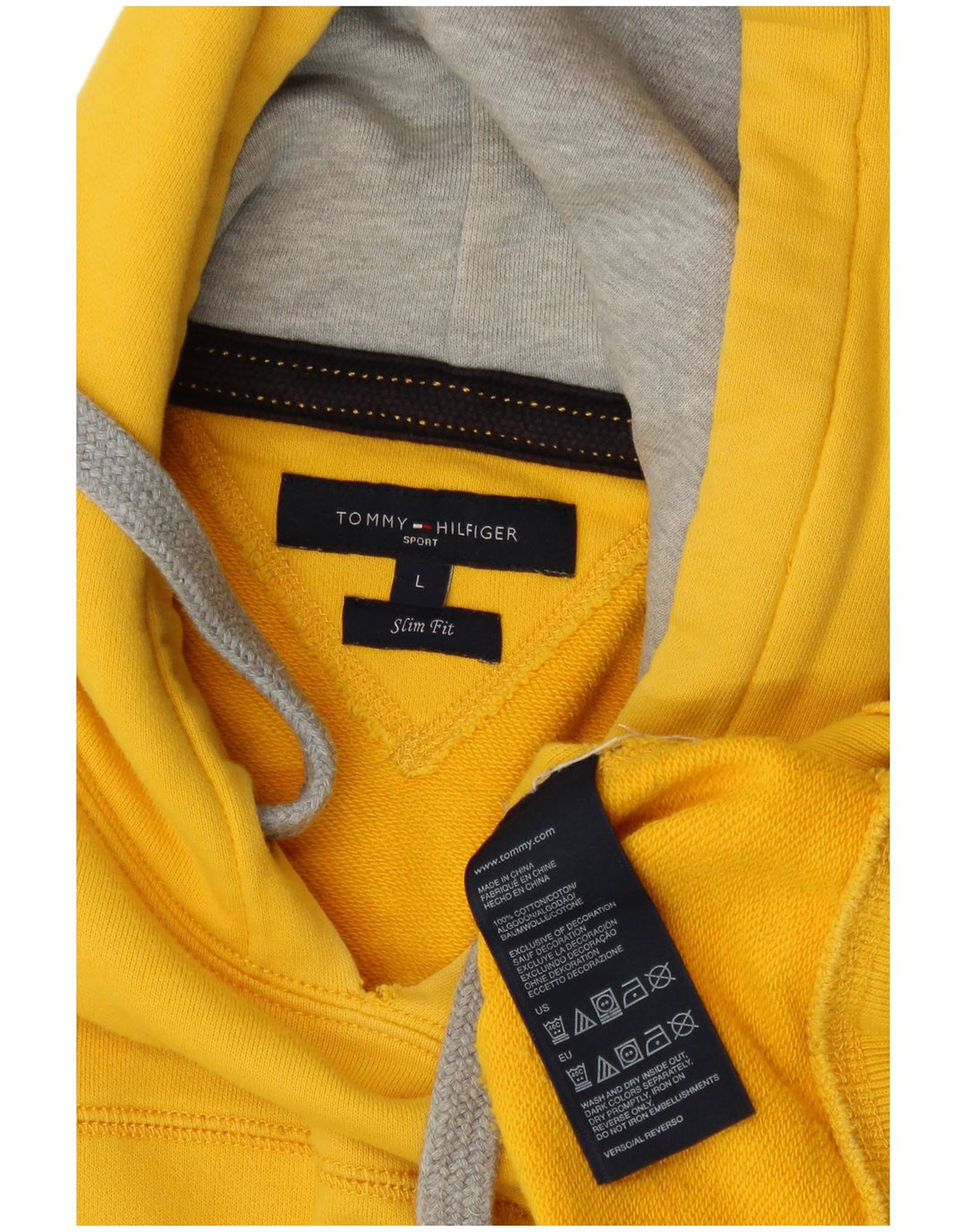 TOMMY HILFIGER masculino slim fit gráfico moletom com capuz grande algodão amarelo