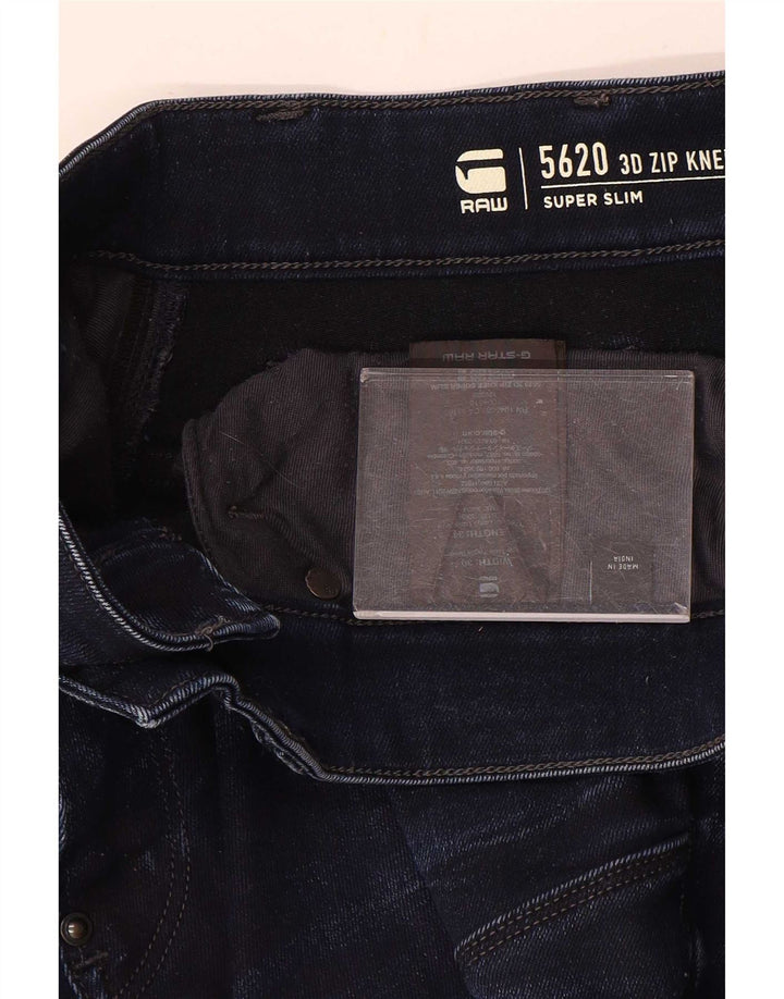 G-Star Masculino Super Slim Jeans W30 L34 Azul Marinho Algodão