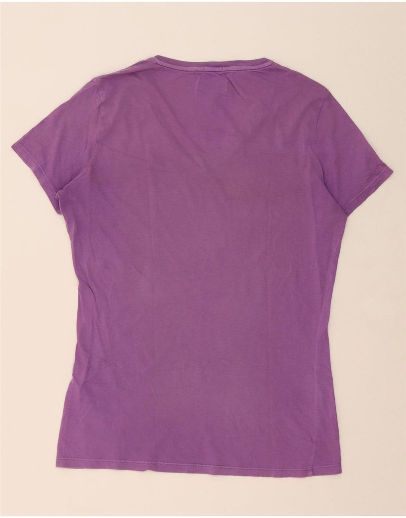 ARMANI Womens T-Shirt Top UK 14 Medium Purple Cotton Vintage Armani and Second-Hand Armani from Messina Hembry 