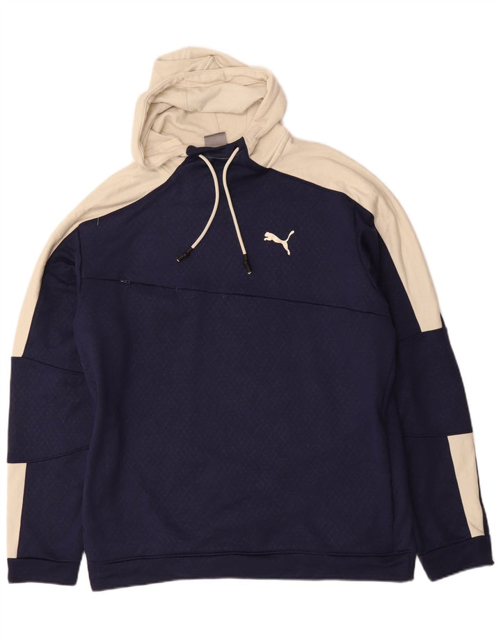 PUMA moletom com capuz masculino grande bloco colorido azul marinho