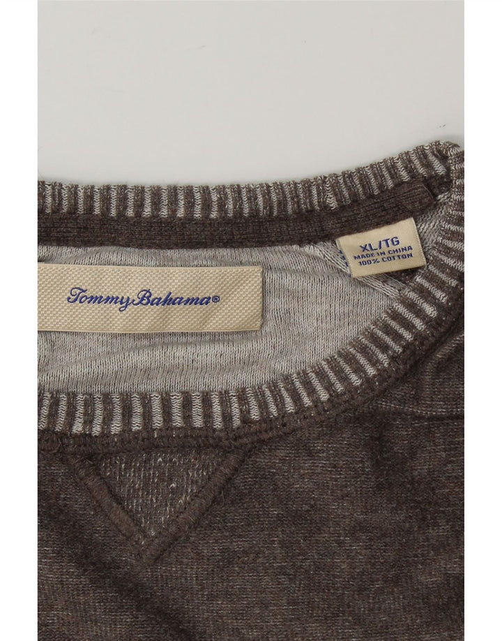 TOMMY BAHAMA Mens Boat Neck Jumper Sweater XL Grey Cotton Vintage Tommy Bahama and Second-Hand Tommy Bahama from Messina Hembry 