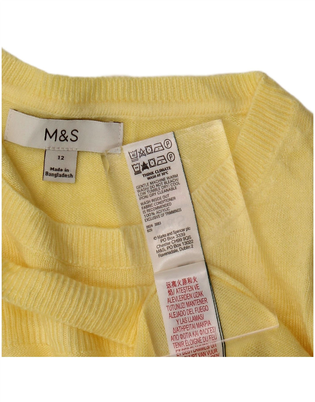 Suéter feminino MARKS & SPENCER com gola redonda Reino Unido 12 médio amarelo