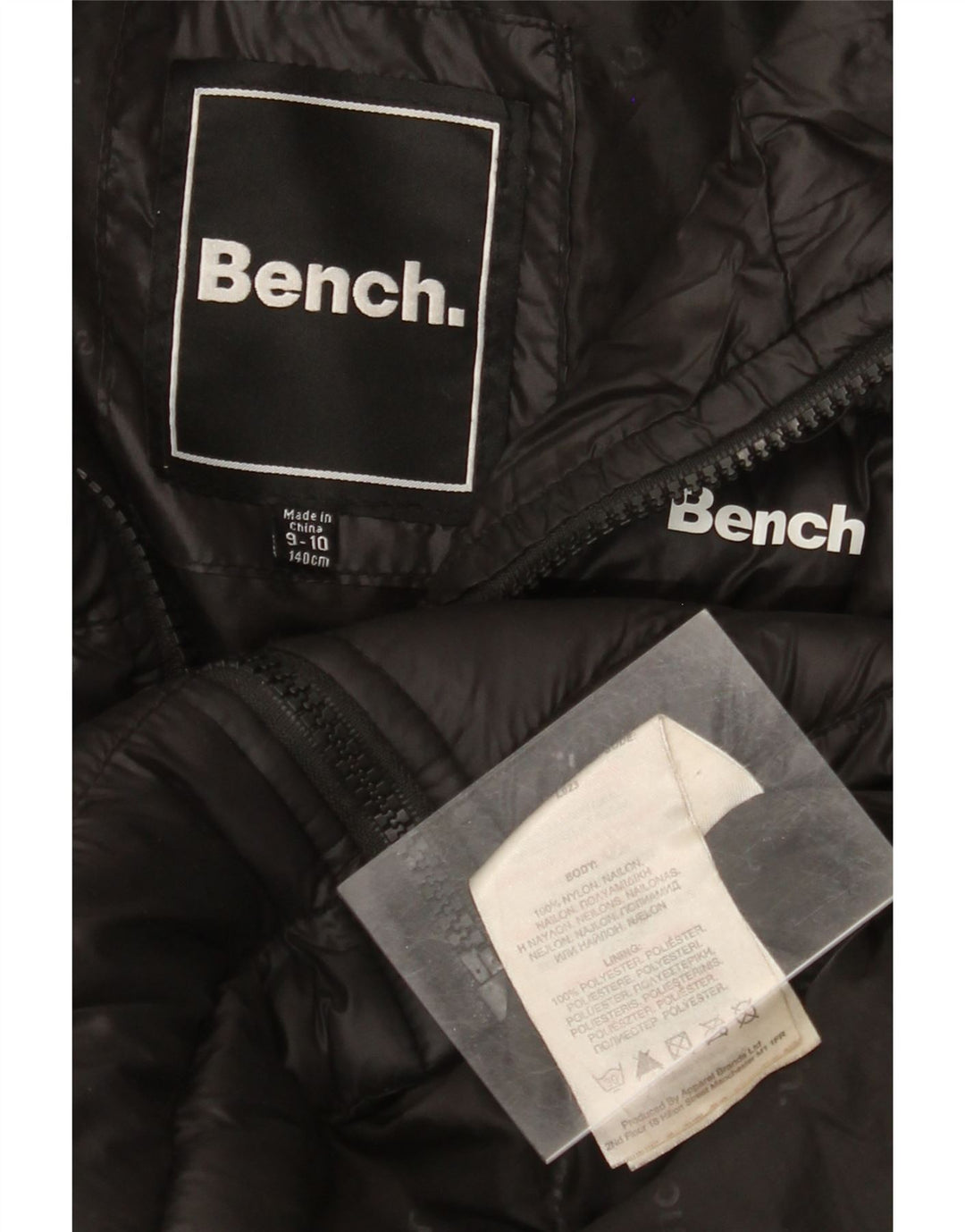 BENCH Girls Hooded Padded Jacket 9-10 Years Black Nylon