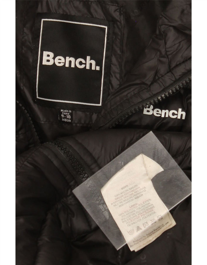 BENCH Girls Hooded Padded Jacket 9-10 Years Black Nylon