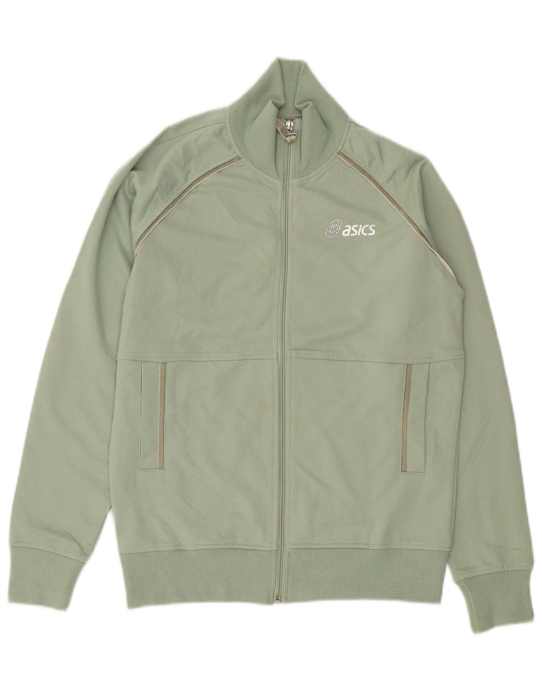 Asics Womens Tracksuit Top Jacket UK 14 Médio Algodão Verde