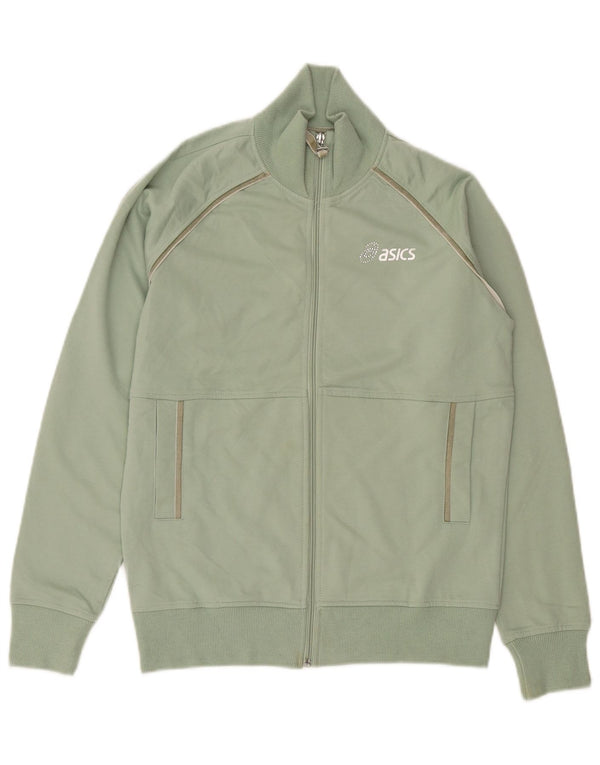 Asics Womens Tracksuit Top Jacket UK 14 Médio Algodão Verde