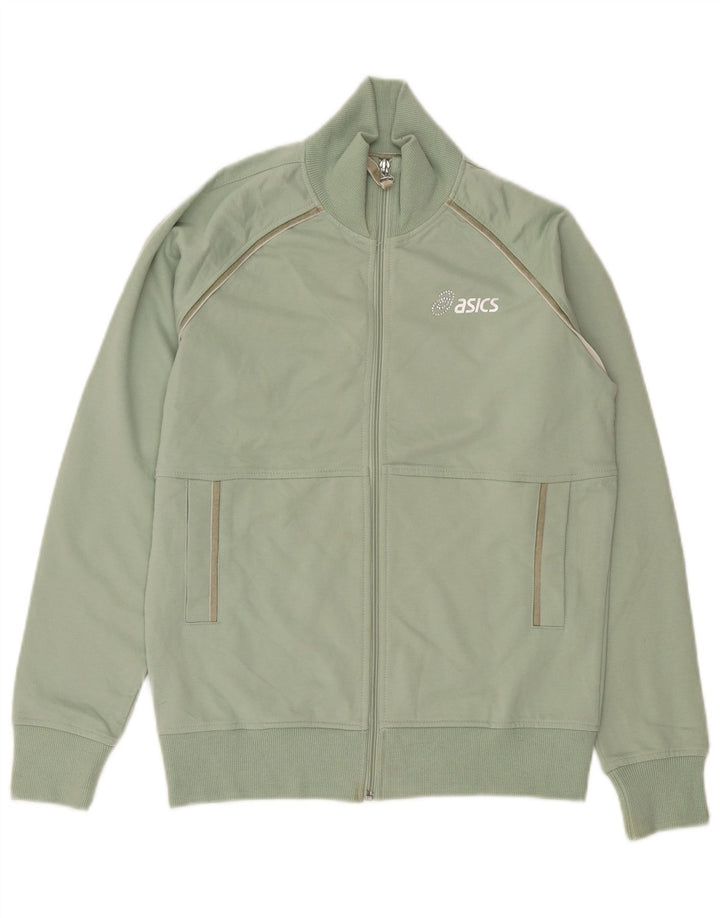 Asics Womens Tracksuit Top Jacket UK 14 Médio Algodão Verde