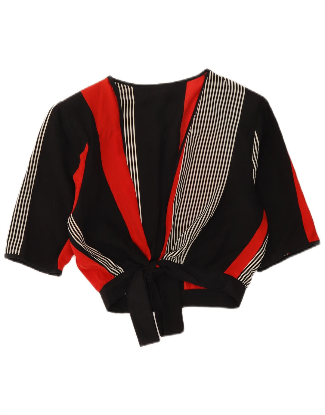 Top Cardigan Crop Feminino Vintage UK 12 Médio Listrado Multicolorido