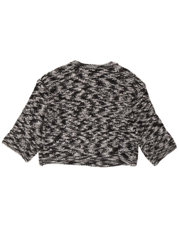 Zara Suéter feminino manga 3/4 com gola canoa Reino Unido 14 médio preto tie-dye