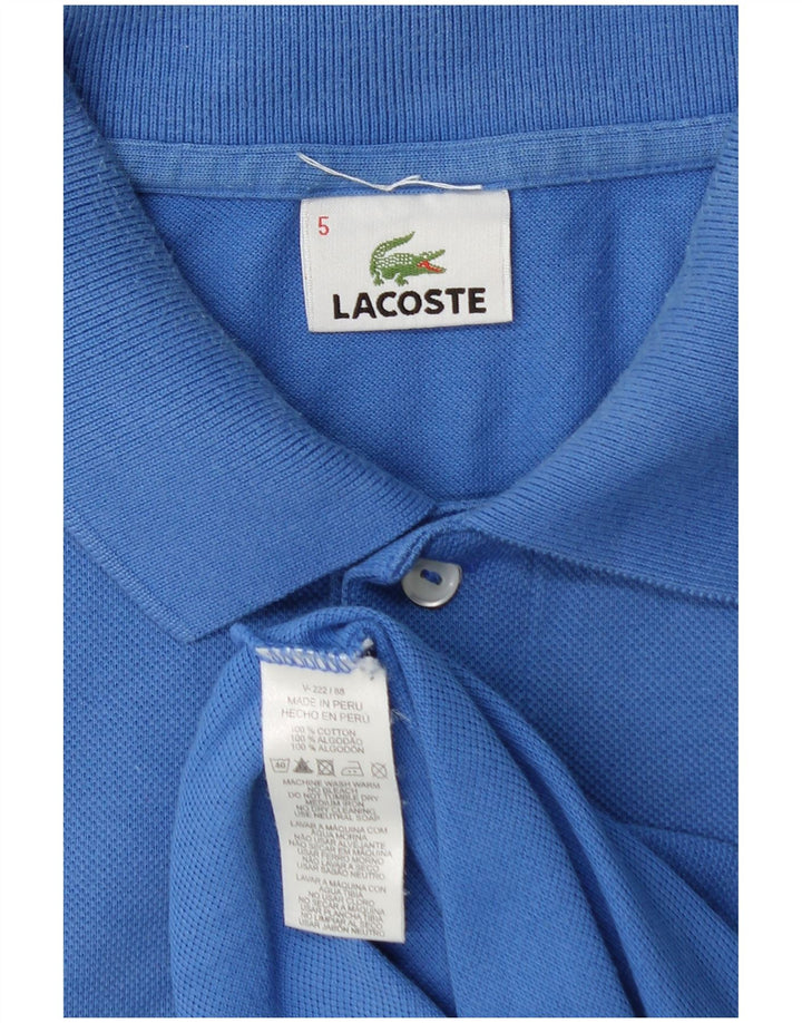 LACOSTE Mens Polo Shirt Size 5 Large Blue Cotton