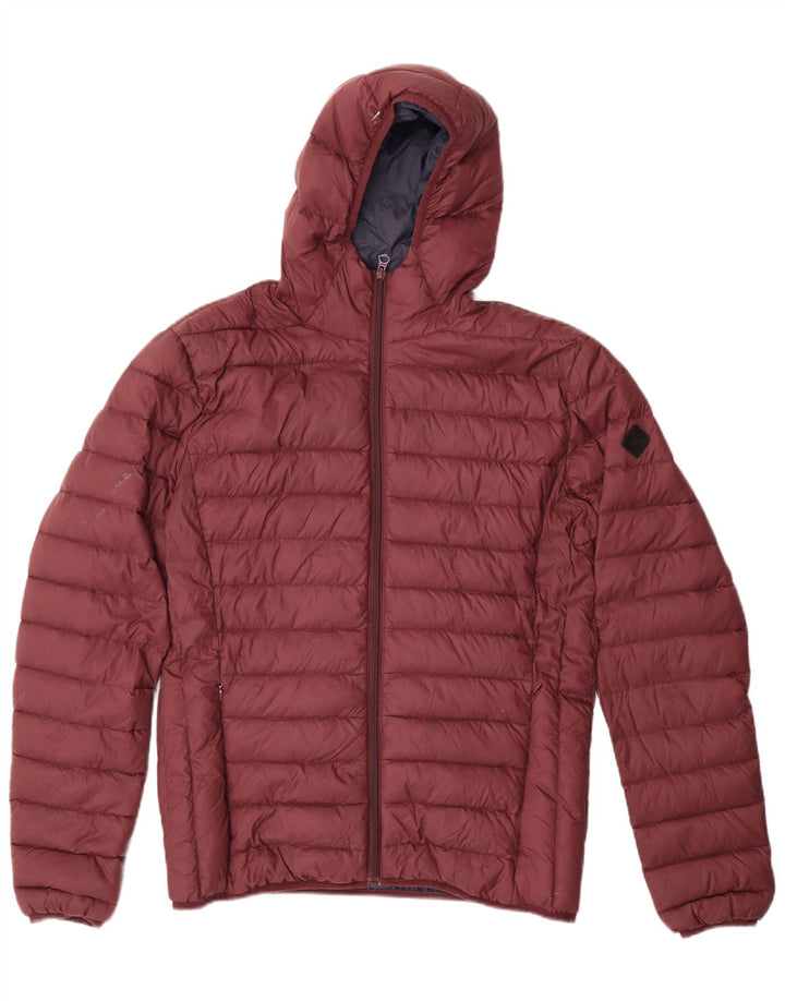 Jaqueta masculina acolchoada com capuz Schott UK 40 grande nylon cor de vinho