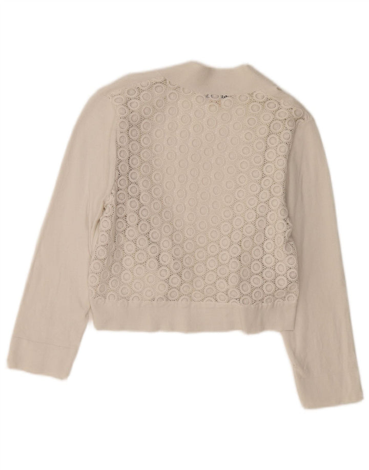 Suéter cardigã feminino CALVIN KLEIN manga 3/4 UK 12 médio off white
