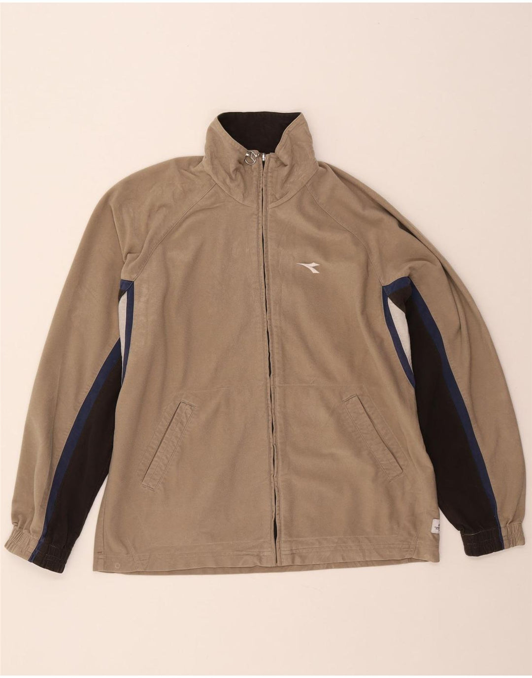 Diadora Mens Tracksuit Top Jacket UK 38 Medium Beige Colourblock Poliéster