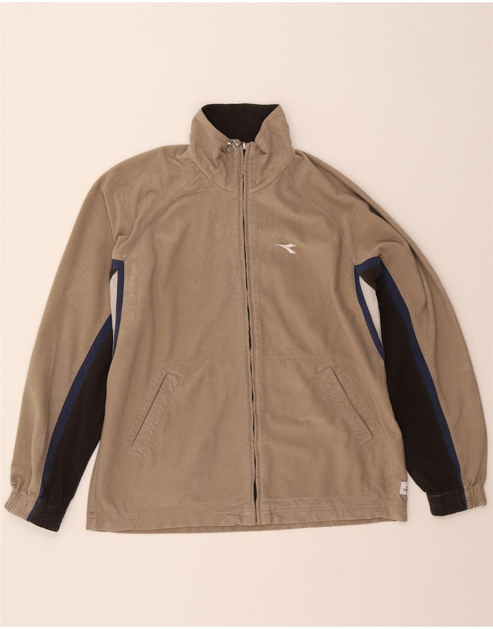 Diadora Mens Tracksuit Top Jacket UK 38 Medium Beige Colourblock Poliéster