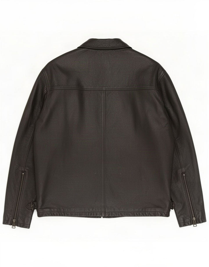 Gant Mens Madison Leather Jacket UK 42 XL Black