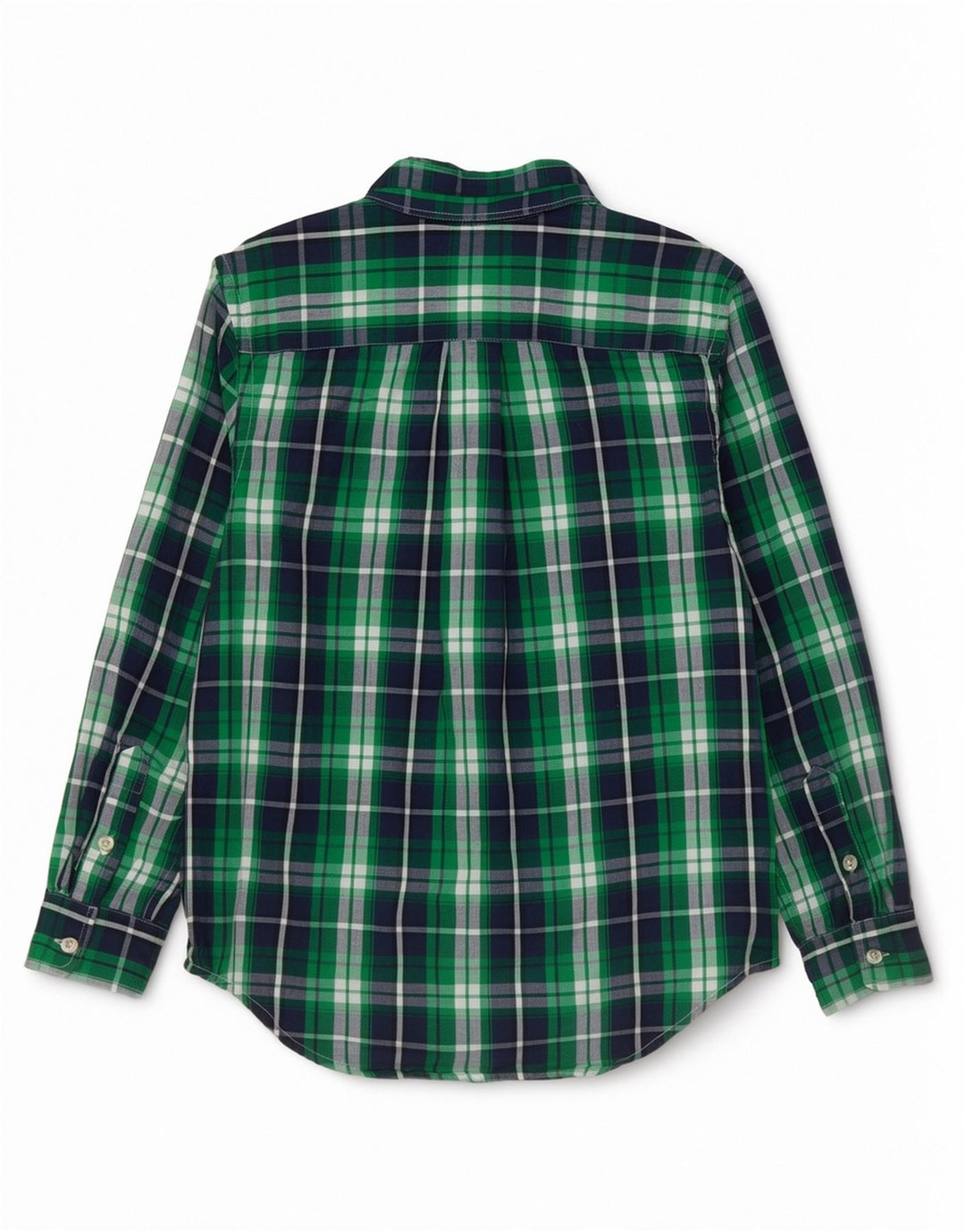 Camisa masculina Chaps 10-11 anos algodão xadrez verde médio