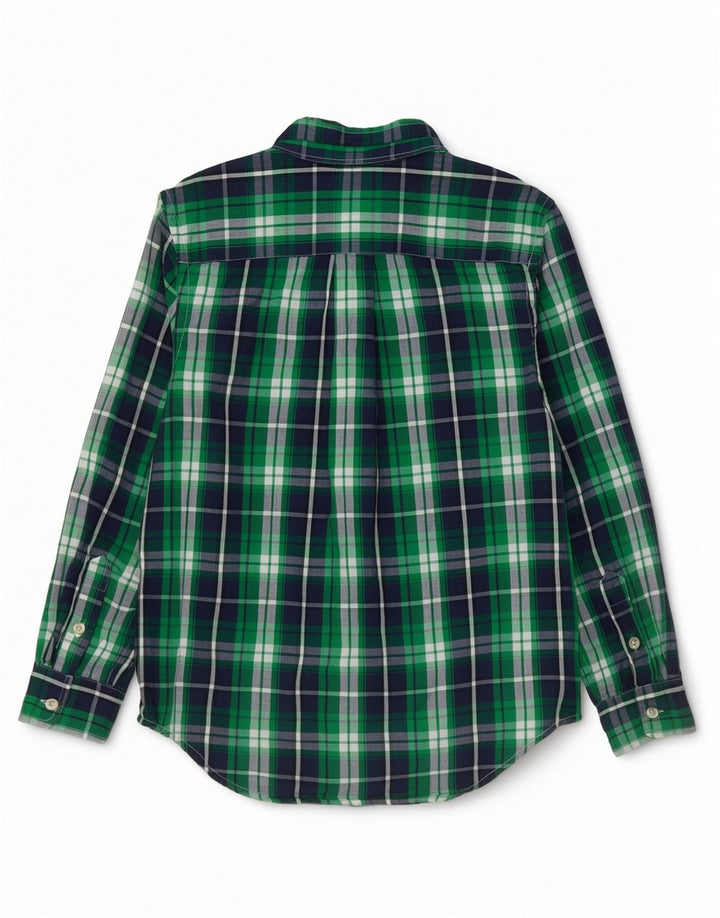 Camisa masculina Chaps 10-11 anos algodão xadrez verde médio