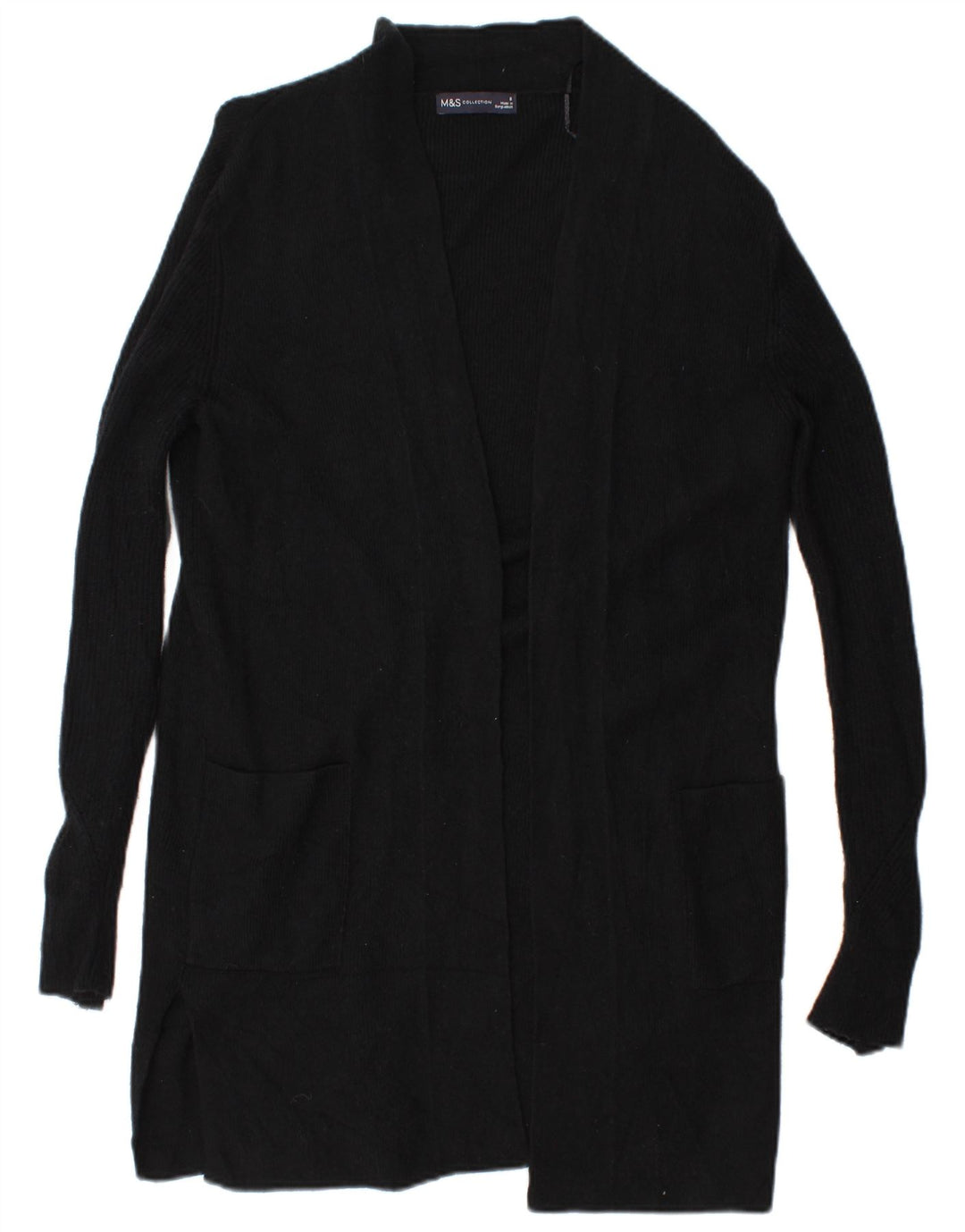 Marks & Spencer Suéter feminino Longline Open Cardigan Reino Unido 8 Pequeno Preto