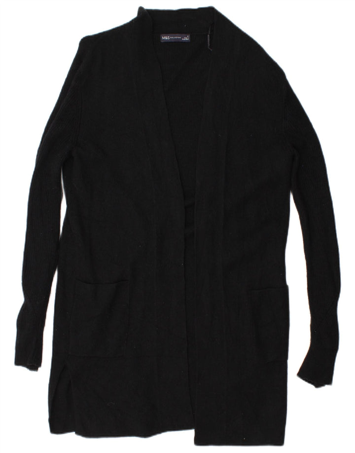 Marks & Spencer Suéter feminino Longline Open Cardigan Reino Unido 8 Pequeno Preto