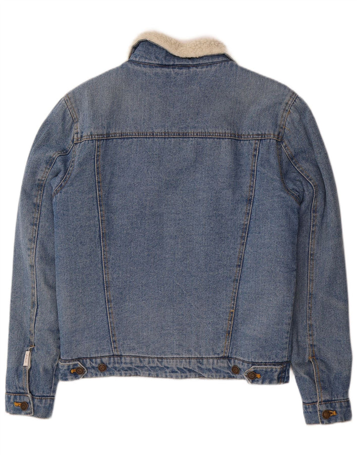 Jaqueta jeans Sherpa de grandes dimensões para mulheres Flatbush Poliéster azul pequeno Reino Unido 10