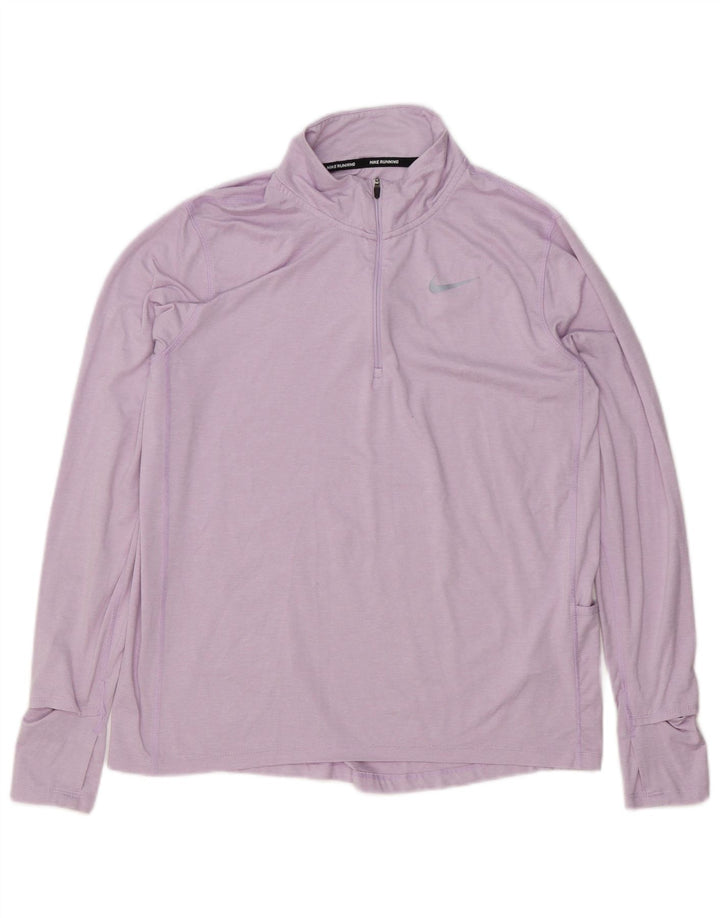 Nike Womens Dri Fit Zip Neck Pullover Treino Top Reino Unido 14 Médio Roxo