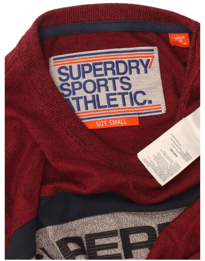SUPERDRY Top gráfico masculino manga comprida pequeno algodão manchado marrom