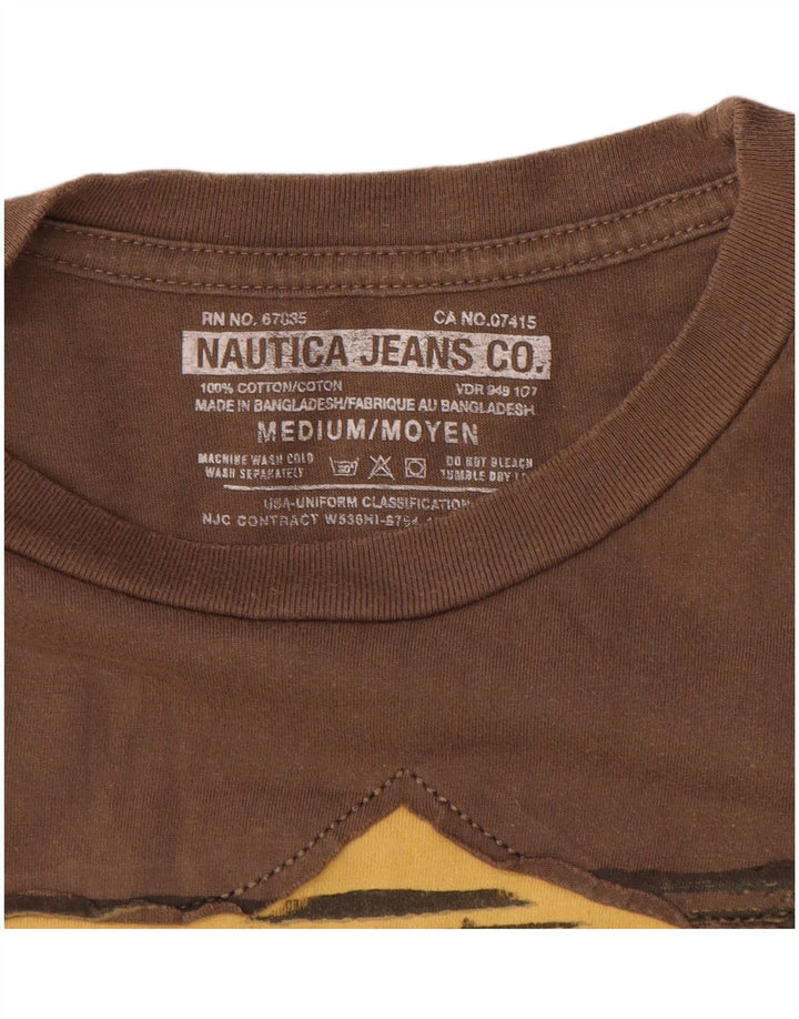 Camiseta masculina gráfica Nautica Top médio algodão marrom