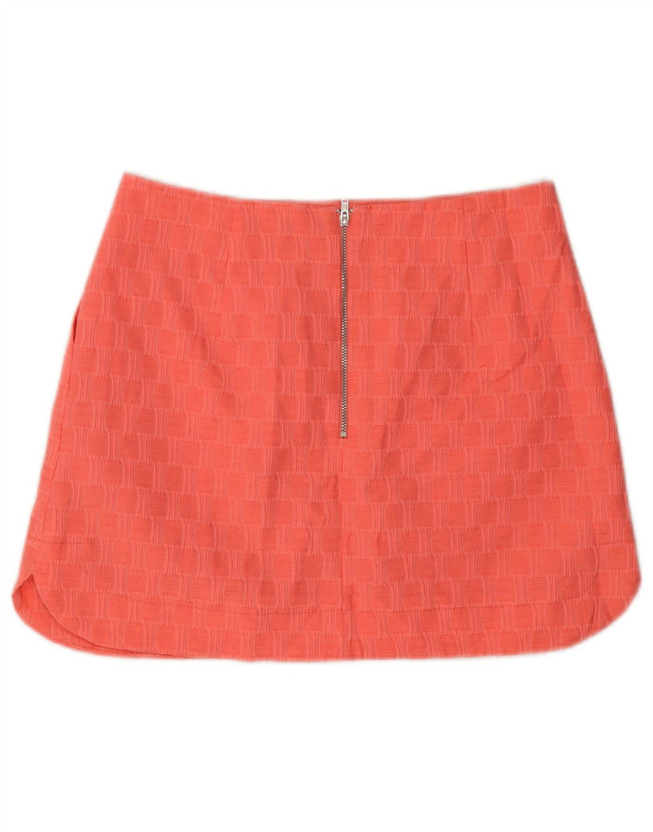 Mini saia feminina Topshop Reino Unido 10 pequena W28 poliéster geométrico rosa