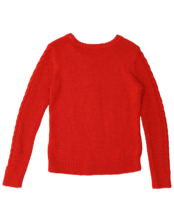 Suéter feminino Hollister com gola canoa UK 6 XS vermelho acrílico