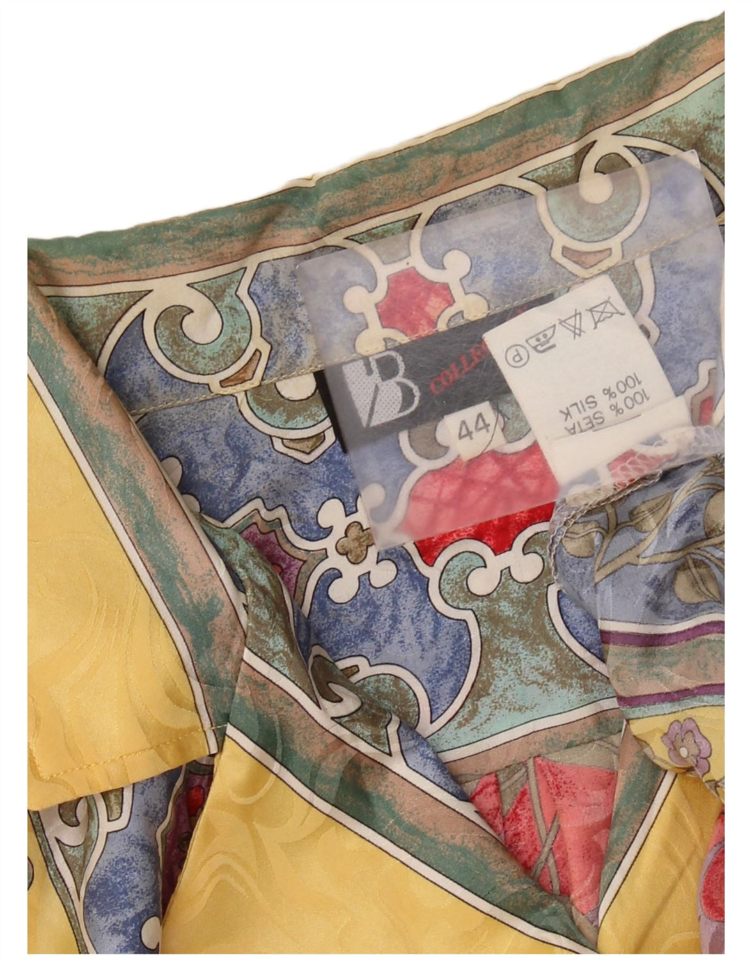 Blusa feminina VINTAGE EU 44 XL multicolorida paisley seda