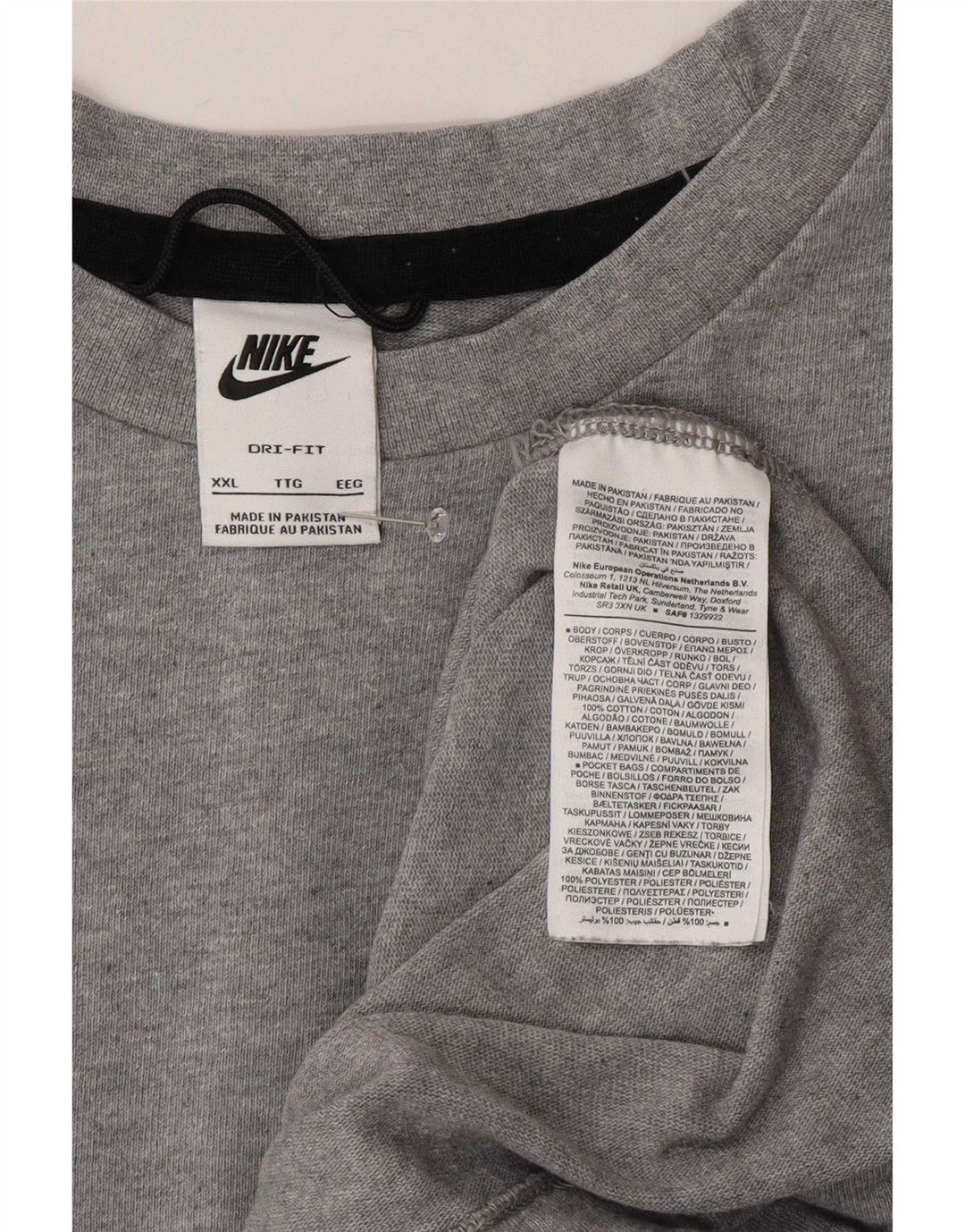 Camiseta masculina Nike Dri Fit Top 2XL algodão cinza