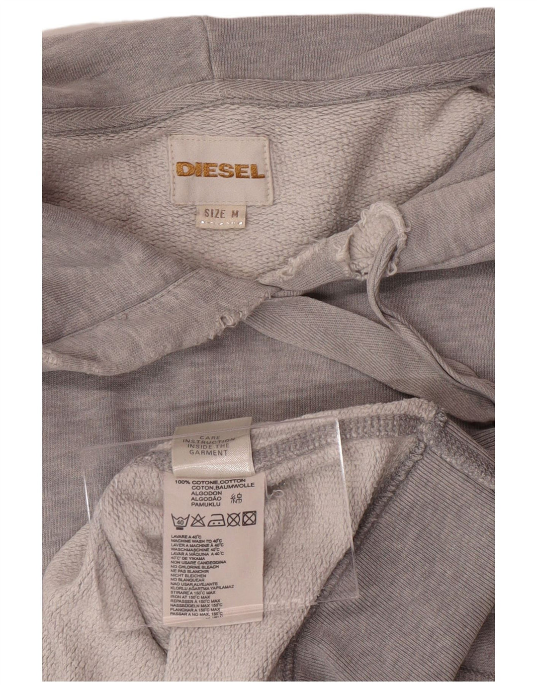 DIESEL Suéter masculino com capuz e algodão cinza médio