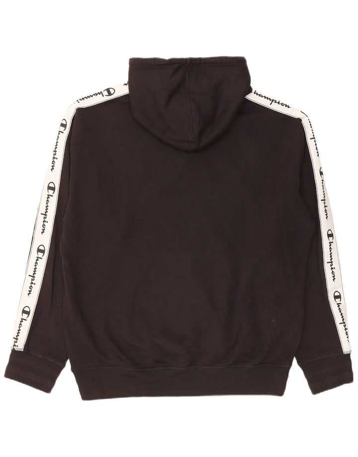 Jumper com capuz gráfico masculino Champion médio algodão preto