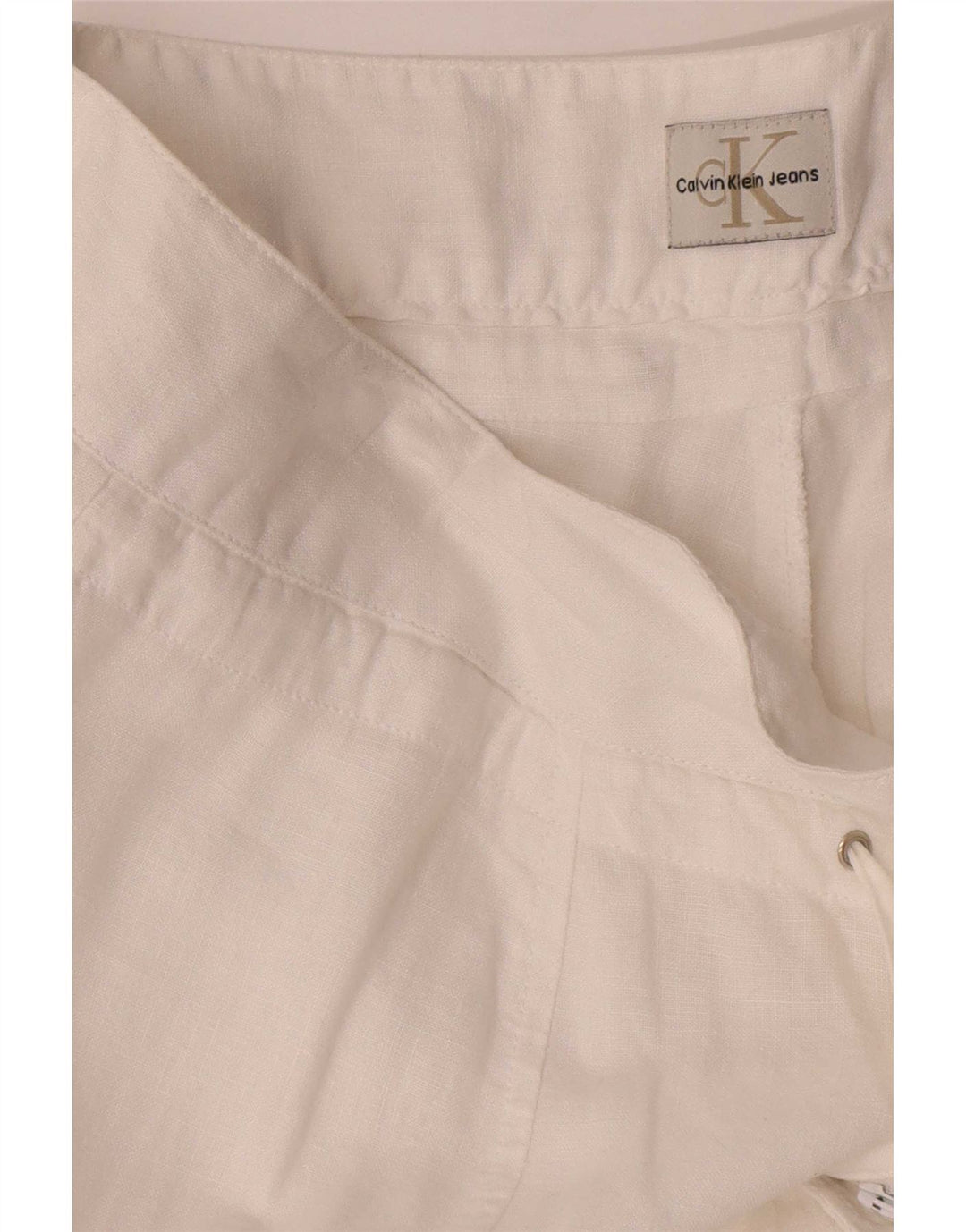 Calça cargo feminina Calvin Klein com perna larga W36 L34 branca