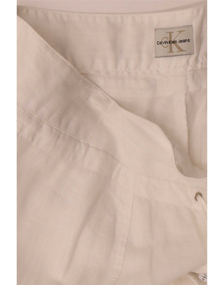 Calça cargo feminina Calvin Klein com perna larga W36 L34 branca