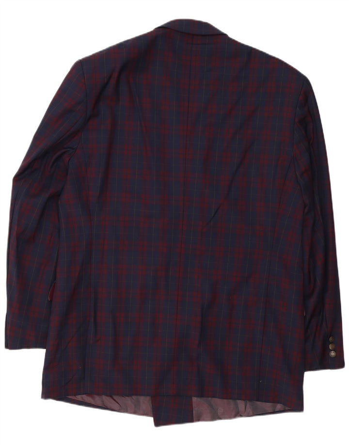 Jaqueta Blazer Masculina Policarpo Double Breasted Reino Unido 40 Grande Azul Marinho Xadrez