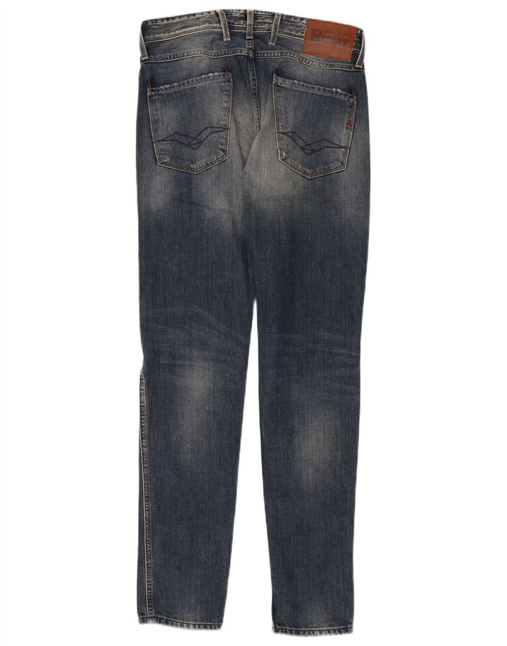 Replay Calça Jeans Feminina Distressed Slim W29 L32 Azul Marinho Algodão