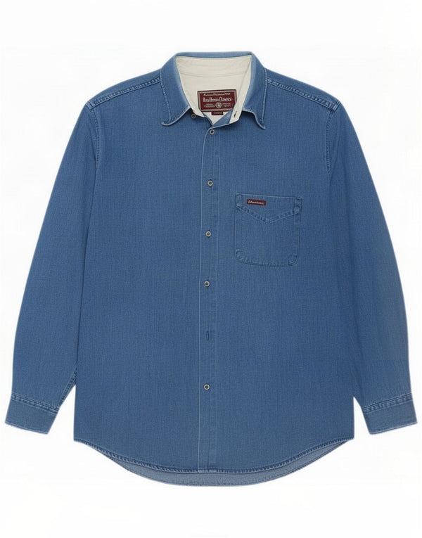 Camisa jeans masculina Marlboro Classics XL Azul Algodão
